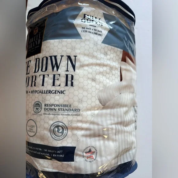 Hotel Grand White Down Comforter 650 Fill Power Classic Solid Queen Elegant Set